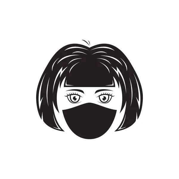 Face Woman Short Hair Mask Logo Design Vector Graphic Symbol — 图库矢量图片