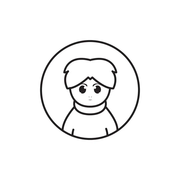 Dibujo Animado Cara Del Niño Con Logotipo Chaqueta Caliente Diseño — Archivo Imágenes Vectoriales