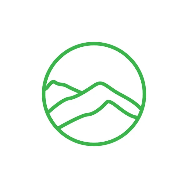 Lijn Cirkel Met Heuvel Groen Logo Ontwerp Vector Grafisch Symbool — Stockvector
