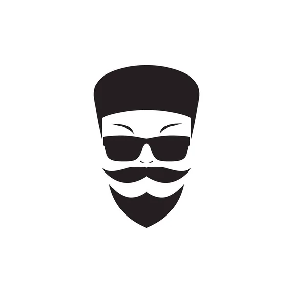 Чоловік Зачіска Квадрат Бородою Сонцезахисними Окулярами Дизайн Логотипу Векторний Графічний — стоковий вектор