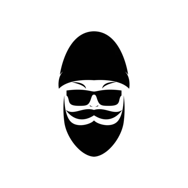 Cool Starý Muž Beanie Vousy Logo Design Vektor Grafický Symbol — Stockový vektor