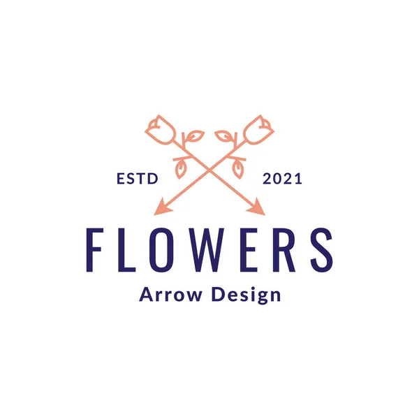 Cross Arrows Flowers Line Logo Design Vector Graphic Symbol Icon — Stockvektor