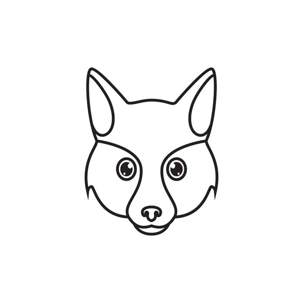 Twarz Kreskówka Linii Trochę Fox Logo Projekt Wektor Grafika Symbol — Wektor stockowy