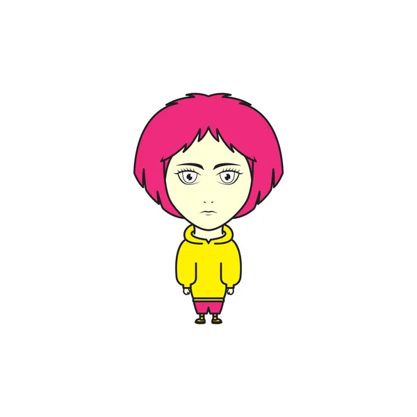 Cartoon Meisjes Blij Met Roze Haar Logo Ontwerp Vector Grafisch — Stockvector