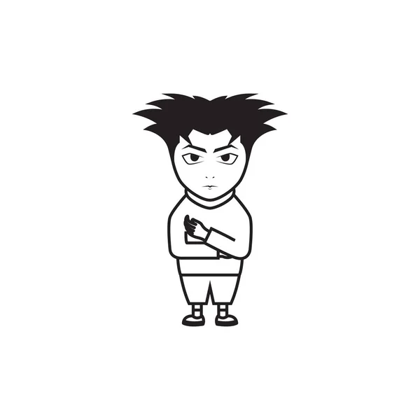 Cartoon Cute Little Boy Hair Style Logo Design Vector Graphic — Vetor de Stock