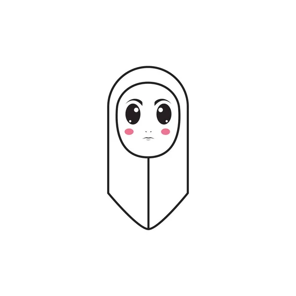 Chica Dibujos Animados Lindo Con Hijab Logo Diseño Vector Gráfico — Archivo Imágenes Vectoriales