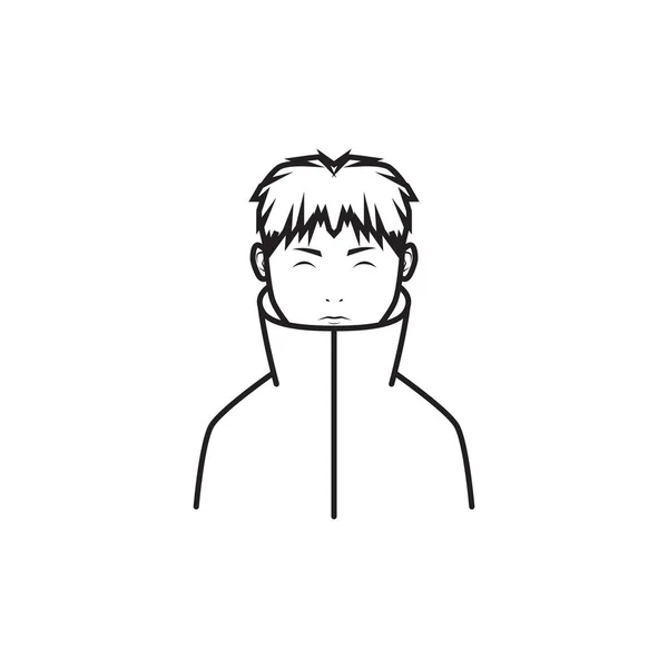 Pemuda Dengan Jaket Gaya Jepang Desain Logo Vektor Simbol Ikon - Stok Vektor