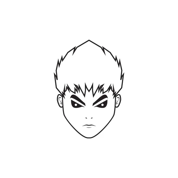 Karikatür Yüzü Genç Adam Kızgın Logo Tasarım Vektör Grafik Simge — Stok Vektör