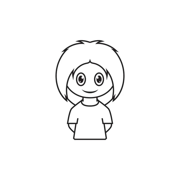 Cute Cartoon Girl Smile Happy Logo Design Vector Graphic Symbol — 图库矢量图片