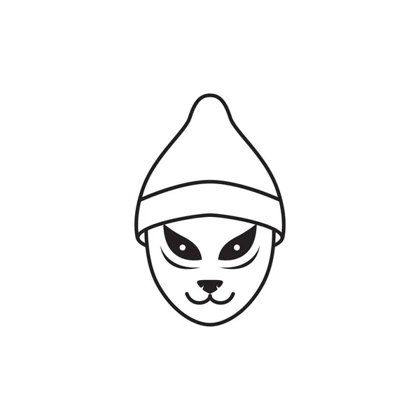 Samurai Cat Mask Hat Logo Design Vector Graphic Symbol Icon — Stockový vektor