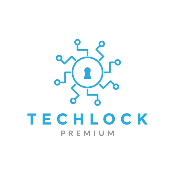 Circle Line Padlock Technology Logo Design Vector Graphic Symbol Icon — 图库矢量图片