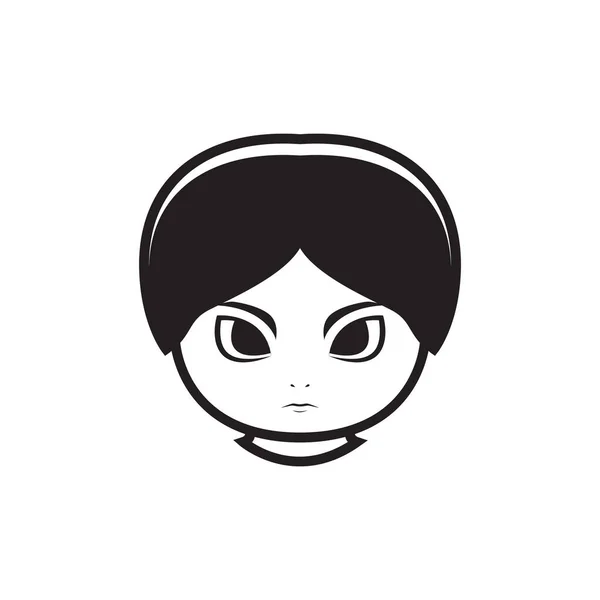 Cartoon Face Kids Black Shape Logo Design Vector Graphic Symbol — 图库矢量图片