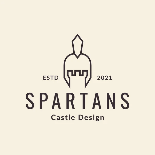 Spartan Castle Line Logo Design Vector Graphic Symbol Icon Sign — Stockvektor