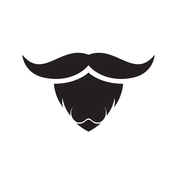 Black Long Mustache Long Beard Logo Design Vector Graphic Symbol — Stockvektor