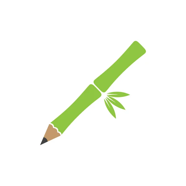 緑竹棒鉛筆ロゴデザインベクトルグラフィックシンボルアイコンサインイラストクリエイティブアイデア — ストックベクタ