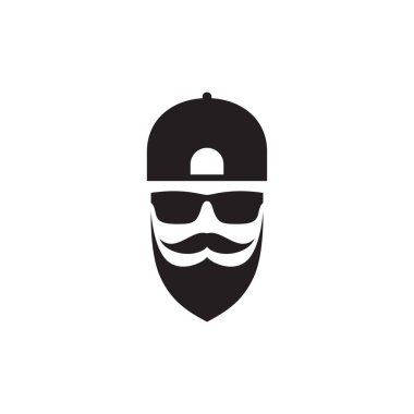 cool man with beard mustache and sunglasses logo design vector graphic symbol icon illustration creative idea