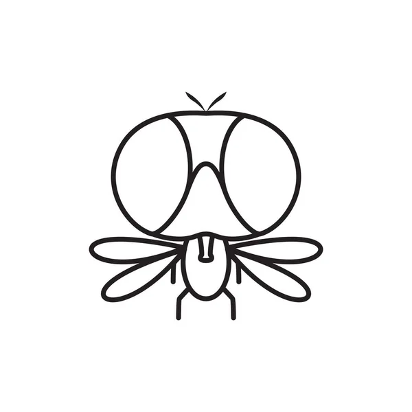 Línea Dibujos Animados Insectos Moscas Logo Diseño Vector Gráfico Símbolo — Archivo Imágenes Vectoriales