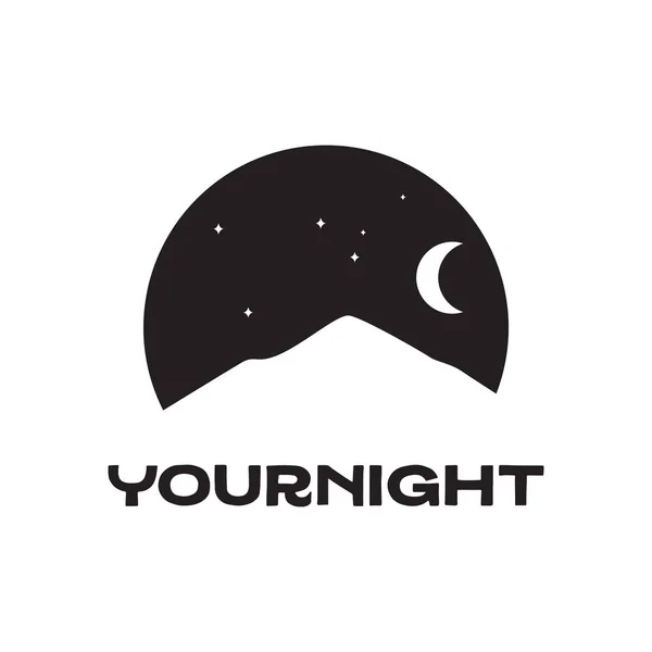 Circle Night Mountain Space Stars Logo Design Vector Graphic Symbol — Vettoriale Stock