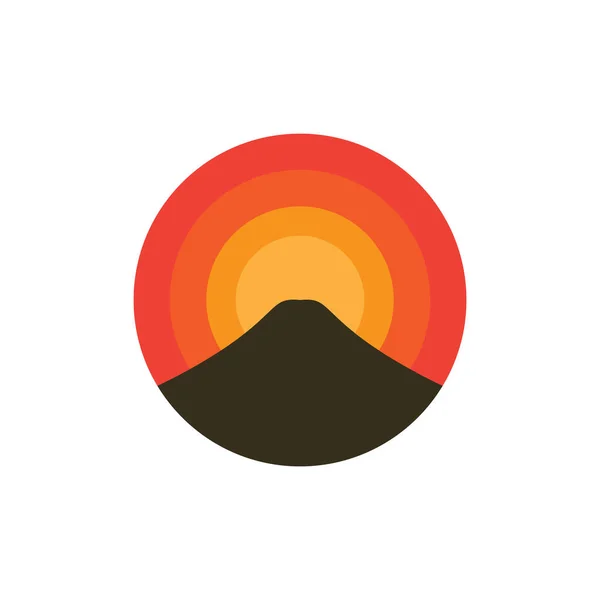 Abstract Circle Black Mountain Sunset Logo Design Vector Graphic Symbol — ストックベクタ