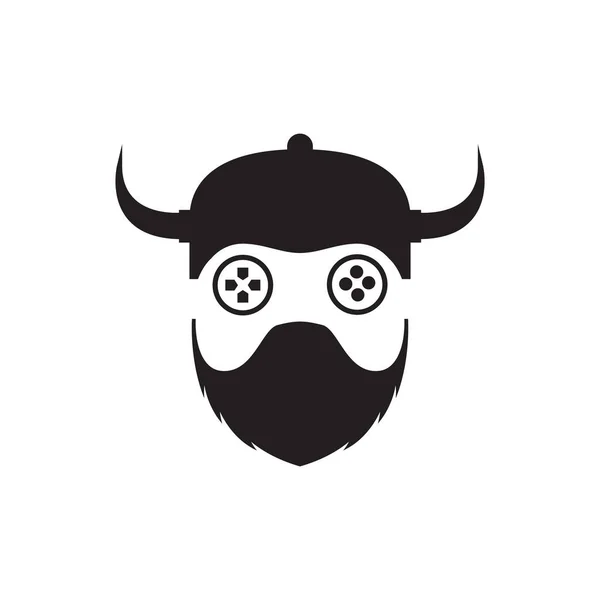 Head Viking Game Pad Logo Design Vector Graphic Symbol Icon — Stockový vektor