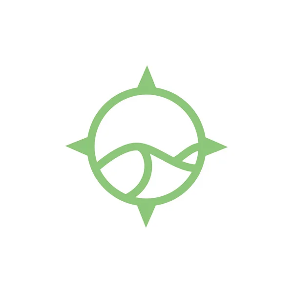 Line Compass Hill Green Logo Design Vector Graphic Symbol Icon — 图库矢量图片