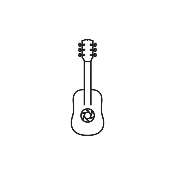 Acoustic Guitar Camera Lens Logo Design Vector Graphic Symbol Icon — Image vectorielle