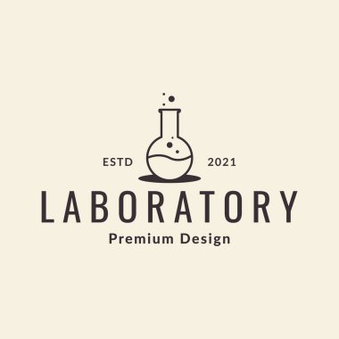 laboratory glass line hipster logo design vector graphic symbol icon illustration creative idea