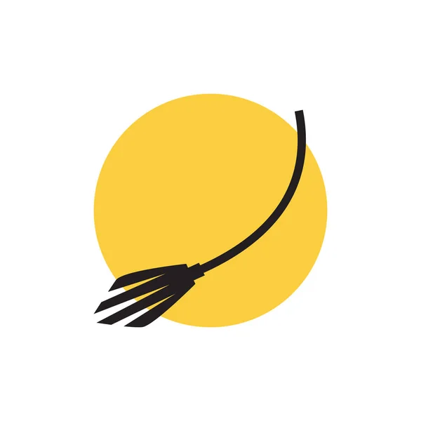 Witch Broom Sunset Logo Design Vector Graphic Symbol Icon Illustration — 图库矢量图片