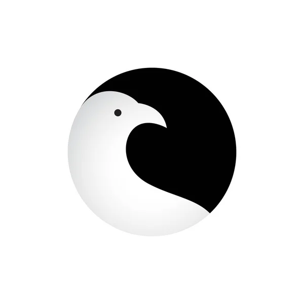 Circle Geometric Dove Black White Logo Design Vector Graphic Symbol — 스톡 벡터