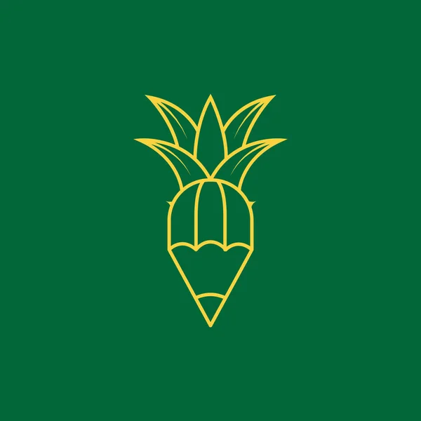 Pencil Creative Pineapple Logo Design Vector Graphic Symbol Icon Illustration — 스톡 벡터