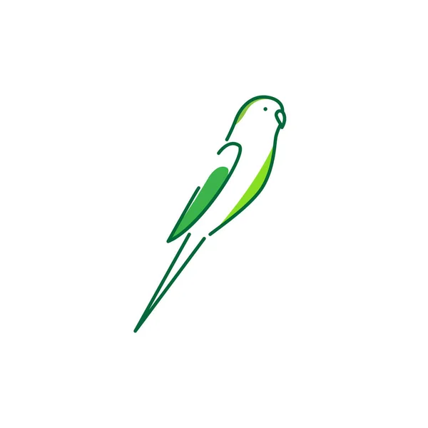 Line Art Abstract Bird Green Parakeet Logo Design Vector Graphic — Stockvektor