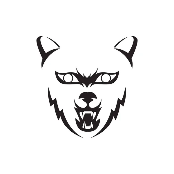 Face Black Wolf Roar Logo Design Vector Graphic Symbol Icon — Vector de stock