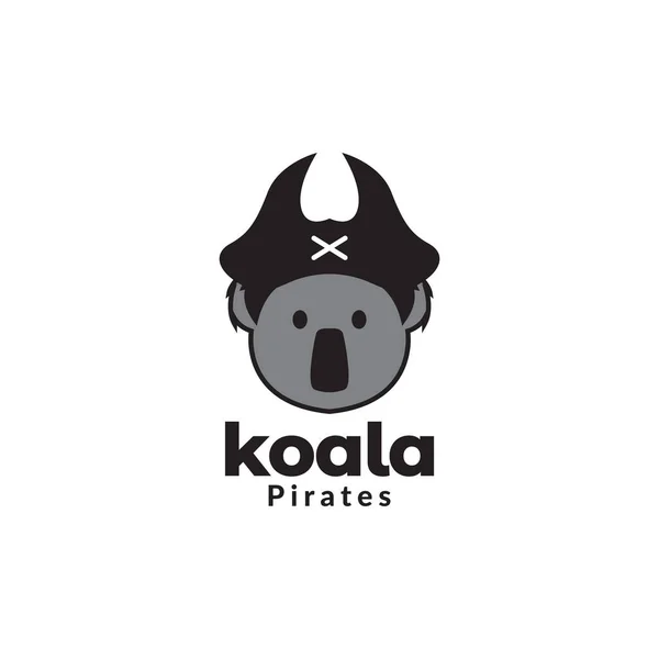 Face Cute Koala Pirates Logo Design Vector Graphic Symbol Icon — Stockový vektor