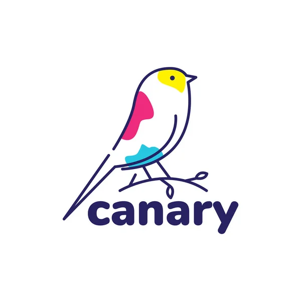 Line Art Abstract Little Bird Canary Logo Design Vector Graphic — Stok Vektör
