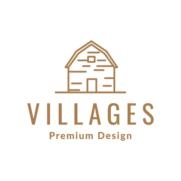 Line Wood Village Home Logo Design Vector Graphic Symbol Icon — Stockvector