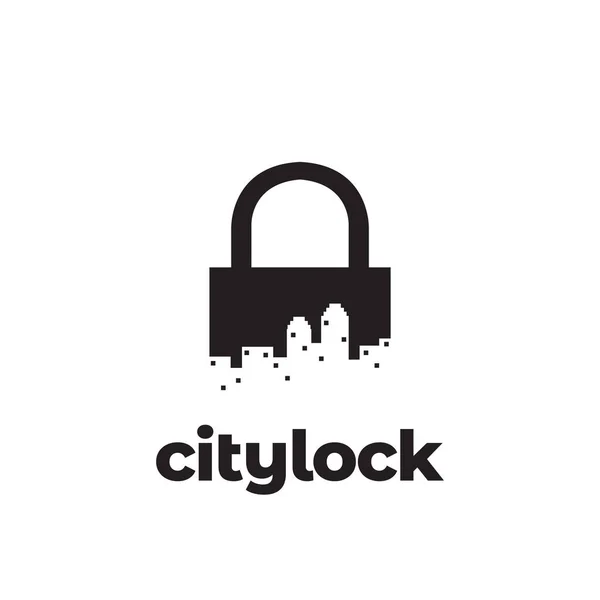 City Building Padlock Logo Design Vector Graphic Symbol Icon Illustration — Wektor stockowy