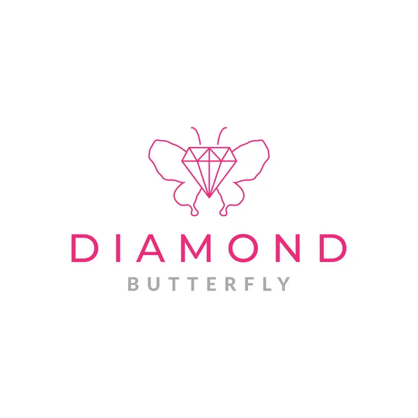 Line Diamond Butterfly Logo Design Vector Graphic Symbol Icon Illustration — Vetor de Stock