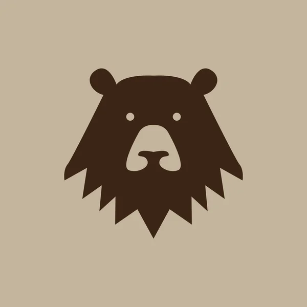 Flat Shape Face Bear Grizzly Logo Design Vector Graphic Symbol — Vector de stock