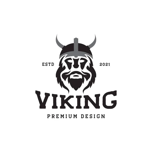 Old Man Vintage Viking Logo Design Vector Graphic Symbol Icon — Stockvektor