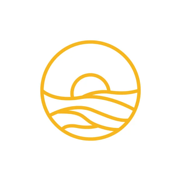 Circle Line Desert Sunset Logo Design Vector Graphic Symbol Icon — Vetor de Stock
