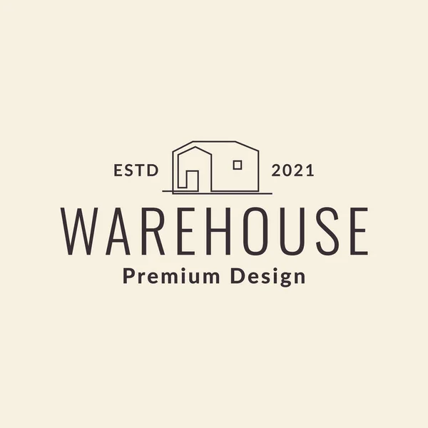 Line Hipster Garage Warehouse Logo Design Vector Graphic Symbol Icon — Stockvector