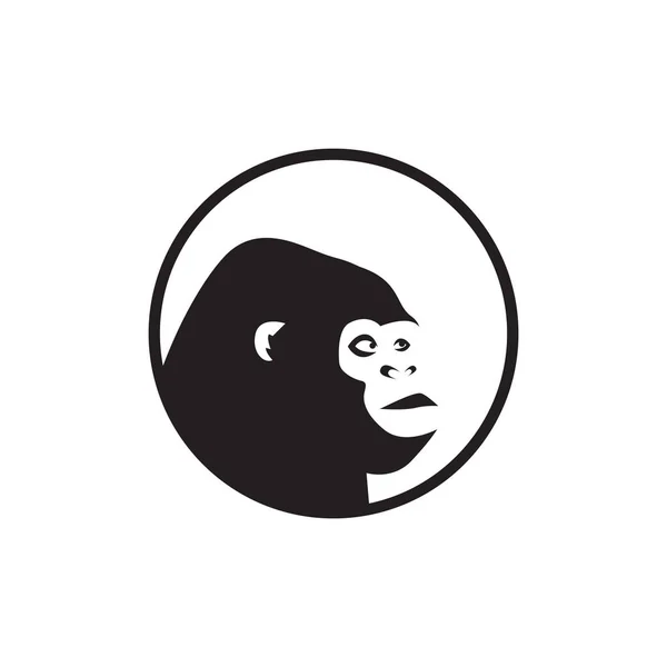 Circle Line Face Head Gorilla Logo Design Vector Graphic Symbol — стоковый вектор