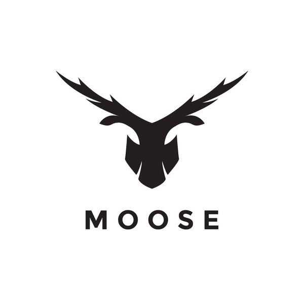 face head modern shape moose deer logo design vector graphic symbol icon illustration creative idea