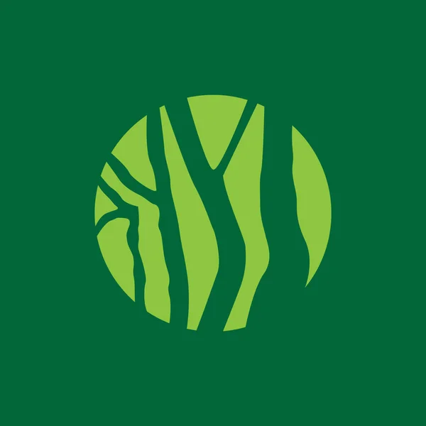 Negative Space Circle Green Trees Forest Logo Design Vector Graphic — 图库矢量图片