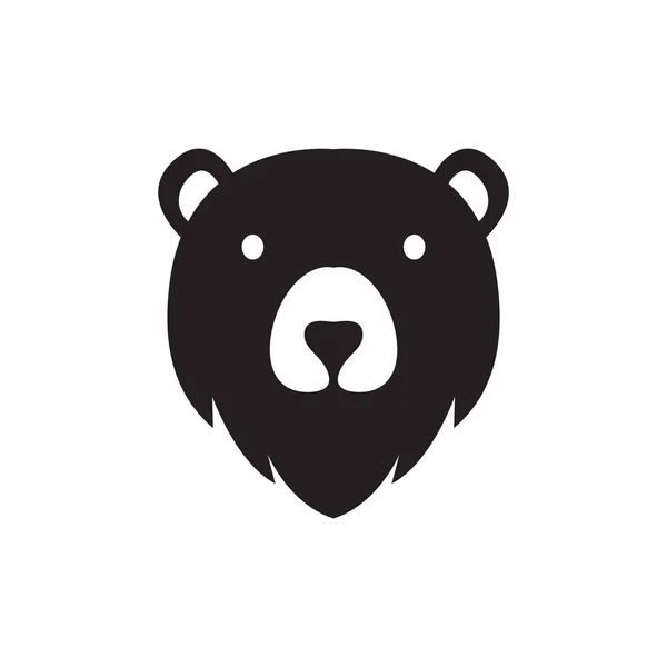 Flat Face Black Honey Bear Logo Design Vector Graphic Symbol — Vector de stock