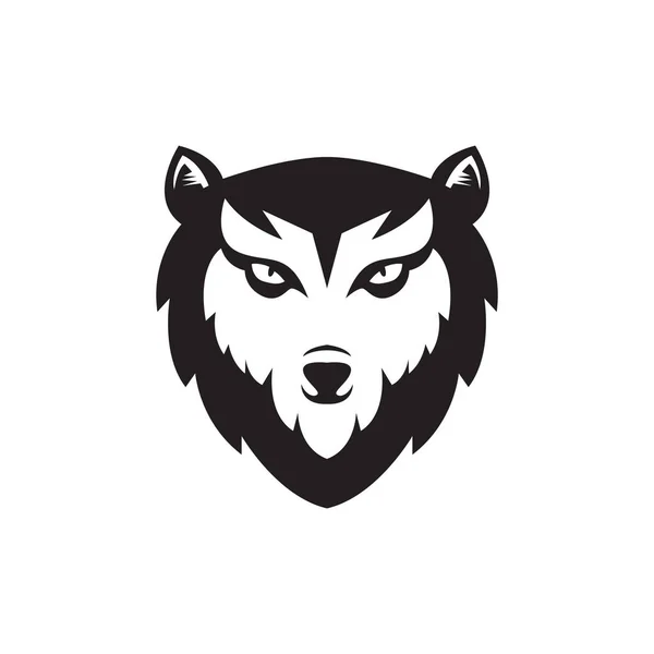 Isolated Face Black Wolf Logo Design Vector Graphic Symbol Icon — Vector de stock