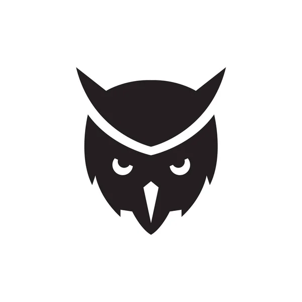 Face Black Looking Owl Bird Logo Design Vector Graphic Symbol — стоковый вектор