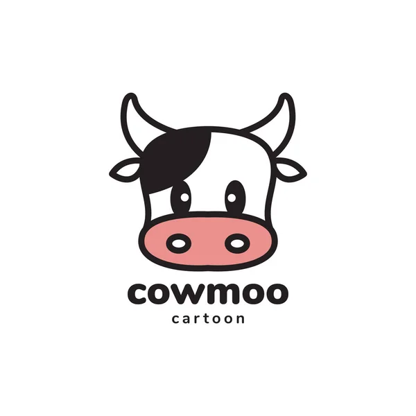 Face Cute Cartoon Little Cow Logo Design Vector Graphic Symbol — Vettoriale Stock