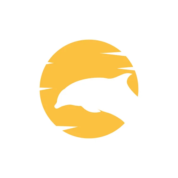 Sunset Dolphin Jump Logo Design Vector Graphic Symbol Icon Illustration — Stock vektor