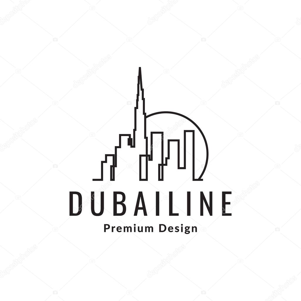 Continuous line dubai city building logo design vector graphic symbol icon illustration creative idea